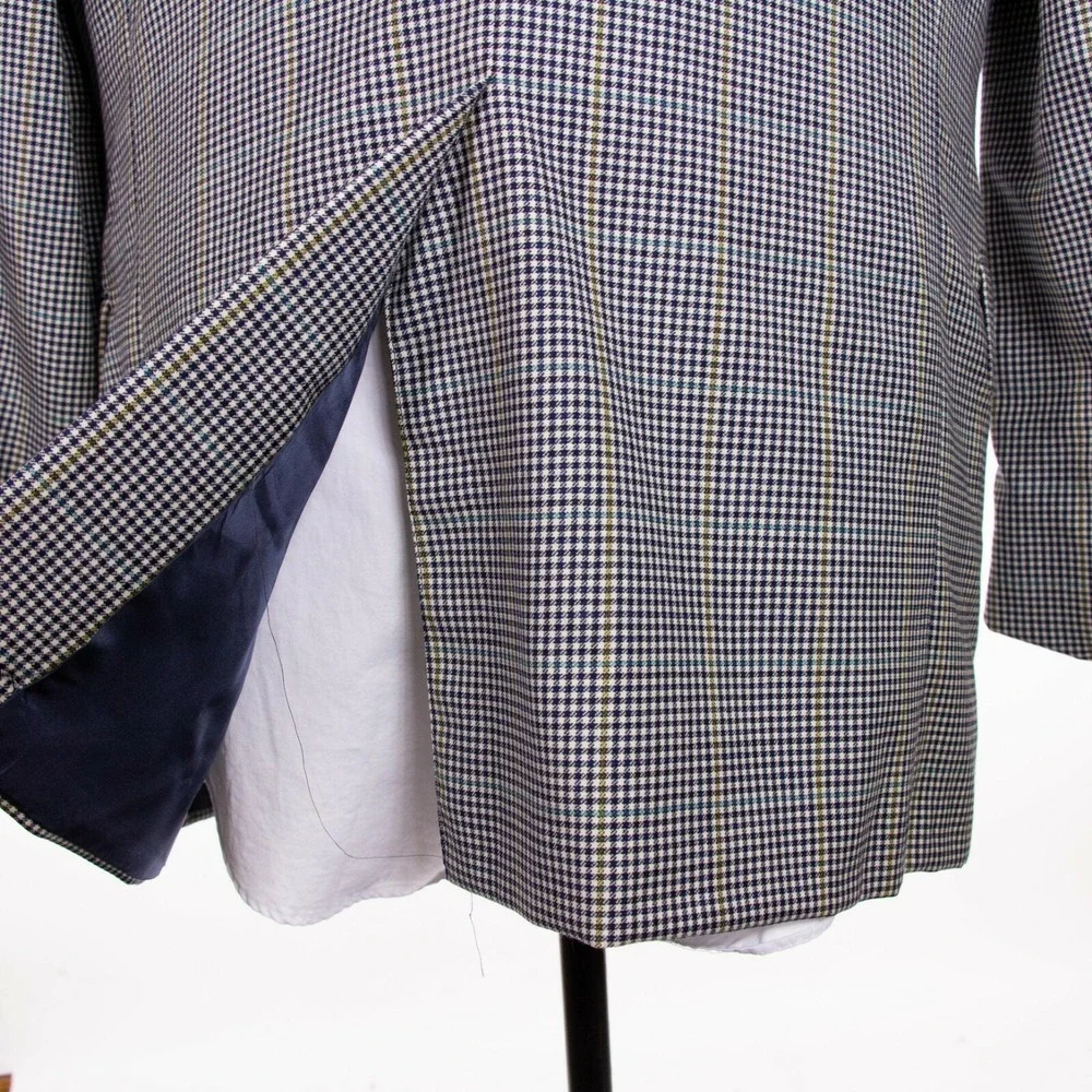 Hickey Freeman‎ Mens 40R Plaid Houndstooth Blazer Sports Coat Suit Jacket